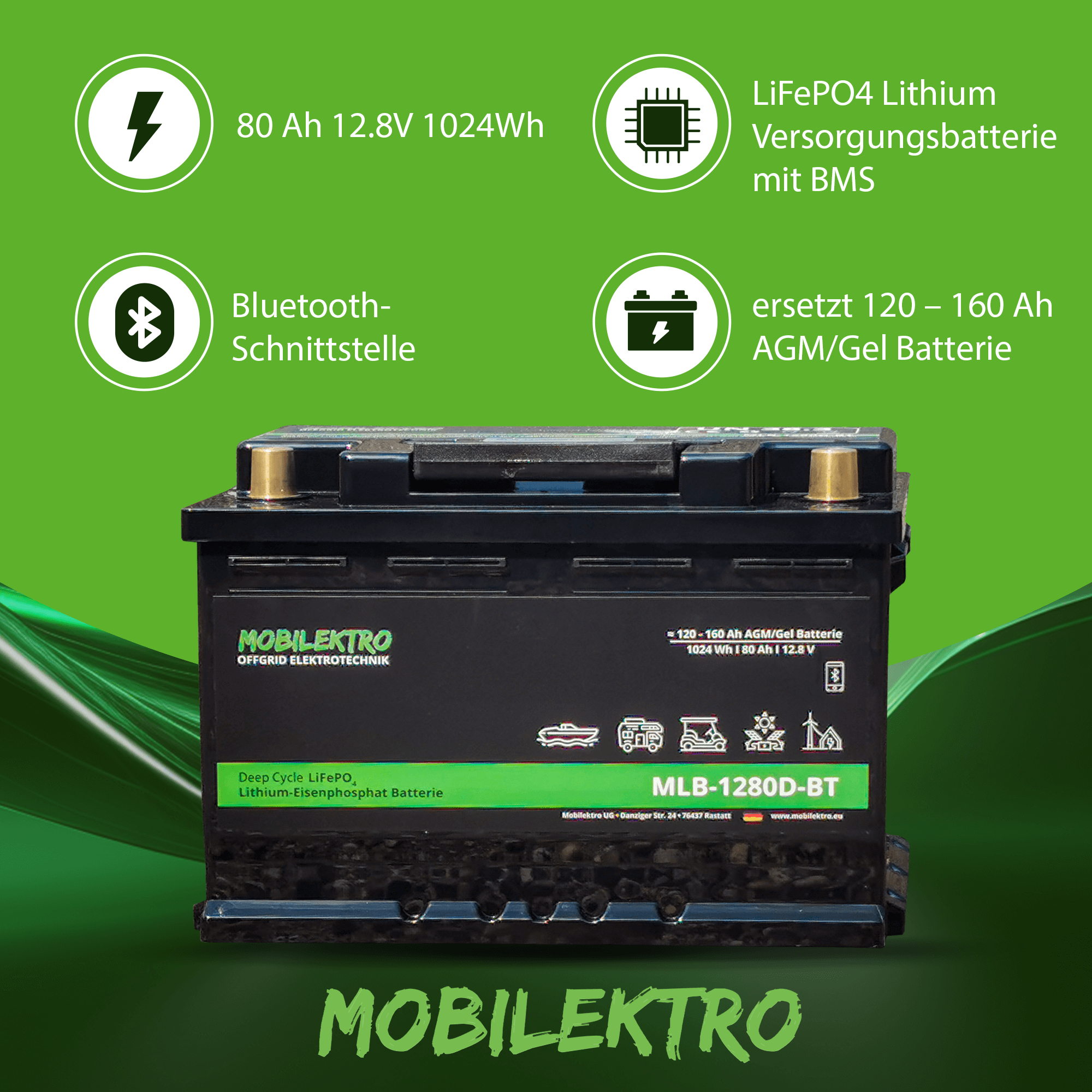Test: MOBILEKTRO MLB-1280D-NT LiFePO4 80Ah 12V, günstiger LiFePO4 Akku mit  Heizung und Bluetooth BMS - Techtest